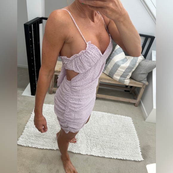 Cotton candy la pink & white tie open back ruffle mini dress formal wedding M - Picture 6 of 12